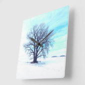 Blauwe winter vierkante klok (Hoek)