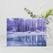 Blauwe Winter Vijver Kerstfeest uitnodiging (Staand voorkant)