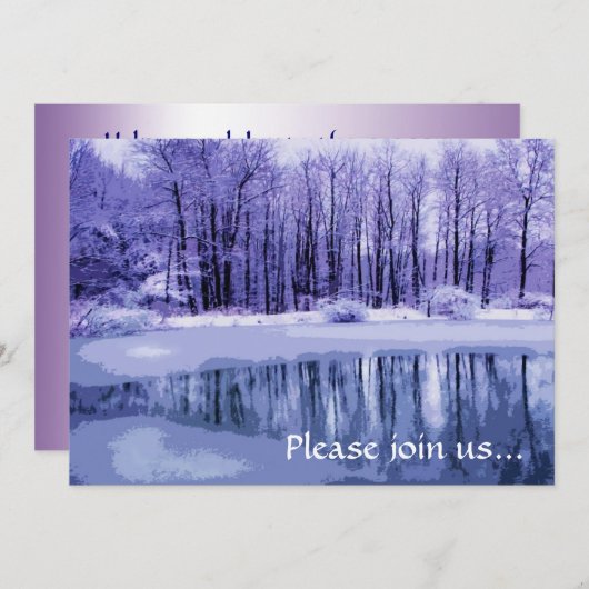 Blauwe Winter Vijver Kerstfeest uitnodiging (Voorkant / Achterkant)