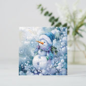 Blauwe Winter Wenskaart (Staand voorkant)