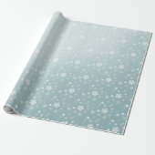 Blauwe Winter Wildbloemen en Sterren Cadeaupapier (Uitgerold)