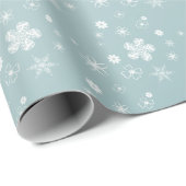 Blauwe Winter Wildbloemen en Sterren Cadeaupapier (Rol Hoek)