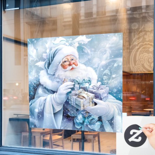 Blauwe Winter Window Cling Raamsticker (Cafe Raam)