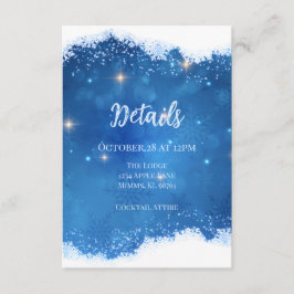 Blauwe Winter Wonderland Details Card | Sneeuwvlok Informatiekaartje