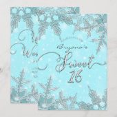 Blauwe Winter Wonderland Elegante Sneeuwvlokken Sw Kaart (Voorkant / Achterkant)