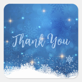 Blauwe Winter Wonderland Envelopelak | Sneeuwvlokk Vierkante Sticker