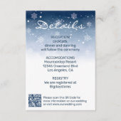 Blauwe Winter Wonderland Kerstbruiloft Informatiekaartje (Voorkant)