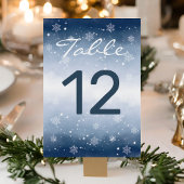 Blauwe Winter Wonderland Kerstbruiloft Kaart