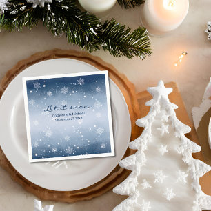 Blauwe Winter Wonderland Kerstbruiloft Servet