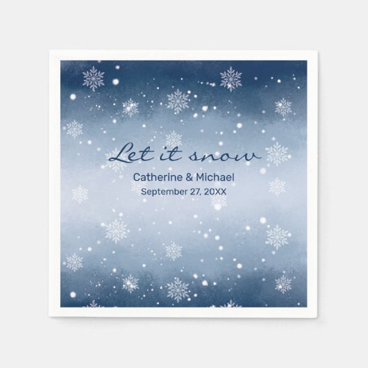 Blauwe Winter Wonderland Kerstbruiloft Servet (Voorkant)