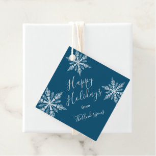 Blauwe Winter Wonderland Kerstvakantie Bedankjes Labels