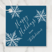 Blauwe Winter Wonderland Kerstvakantie Bedankjes Labels (Voorkant)