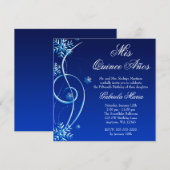 Blauwe winter Wonderland Quinceanera Kaart (Voorkant / Achterkant)