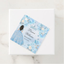 Blauwe Winter Wonderland Quinceanera Party Bedankjes Labels