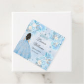Blauwe Winter Wonderland Quinceanera Party Bedankjes Labels (In situ)