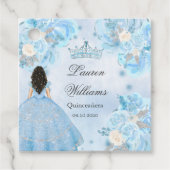 Blauwe Winter Wonderland Quinceanera Party Bedankjes Labels (Voorkant)