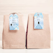 Blauwe Winter Wonderland Quinceanera Party Cadeaulabel