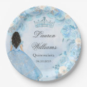 Blauwe Winter Wonderland Quinceanera Party Papieren Bordje (Voorkant)