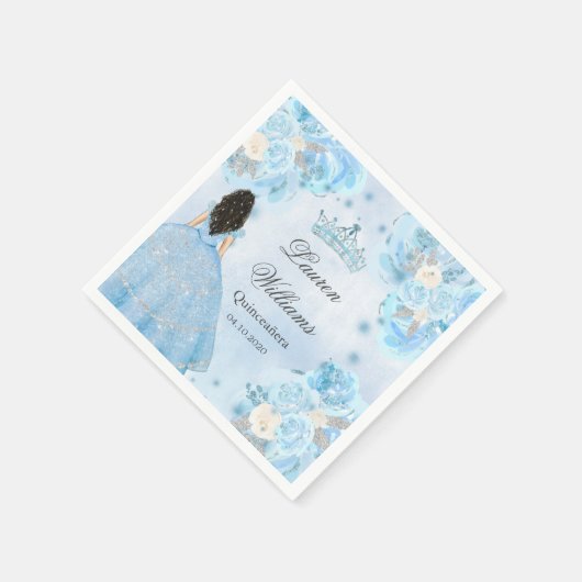Blauwe Winter Wonderland Quinceanera Party Servet (Hoek)