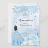 Blauwe Winter Wonderland Quinceanera uitnodiging (Voorkant)
