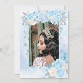 Blauwe Winter Wonderland Quinceanera uitnodiging (Achterkant)