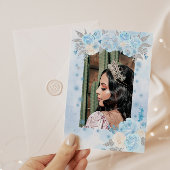 Blauwe Winter Wonderland Quinceanera uitnodiging