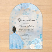 Blauwe Winter Wonderland Quinceanera uitnodiging (Voorkant)