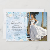 Blauwe Winter Wonderland Quinceanera uitnodiging (Voorkant)