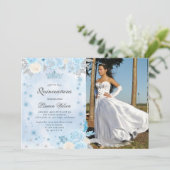 Blauwe Winter Wonderland Quinceanera uitnodiging (Staand voorkant)