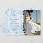 Blauwe Winter Wonderland Quinceanera uitnodiging (Voorkant / Achterkant)
