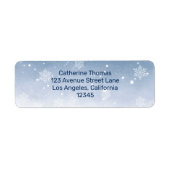 Blauwe Winter Wonderland Sneeuwval Kerstmis bruilo Etiket (Voorkant)