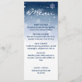 Blauwe Winter Wonderland Sneeuwval Kerstmis bruilo Menu (Voorkant)