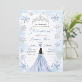 Blauwe Winter Wonderland Sneeuwvlok Quinceanera Kaart