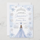 Blauwe Winter Wonderland Sneeuwvlok Quinceanera Kaart (Voorkant)