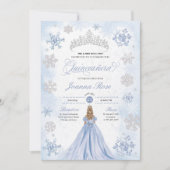Blauwe Winter Wonderland Sneeuwvlok Quinceanera Kaart (Voorkant)