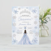 Blauwe Winter Wonderland Sneeuwvlok Quinceanera Kaart (Staand voorkant)