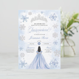 Blauwe Winter Wonderland Sneeuwvlok Quinceanera Kaart