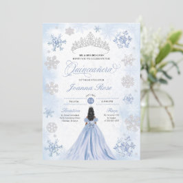 Blauwe Winter Wonderland Sneeuwvlok Quinceanera Kaart