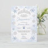 Blauwe Winter Wonderland Sneeuwvlok Quinceanera Kaart (Staand voorkant)