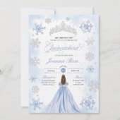Blauwe Winter Wonderland Sneeuwvlok Quinceanera Kaart (Voorkant)