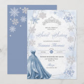 Blauwe Winter Wonderland Sneeuwvlok Zoet 16 Kaart (Voorkant / Achterkant)