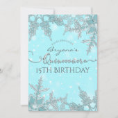 Blauwe Winter Wonderland Sneeuwvlokken Quiceañera Kaart (Voorkant)