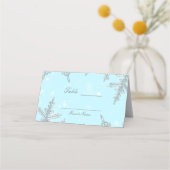 Blauwe Winter Wonderland Sneeuwvlokken Trouwtafel Plaatskaartje (Achterkant)