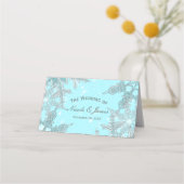 Blauwe Winter Wonderland Sneeuwvlokken Trouwtafel Plaatskaartje (Voorkant)