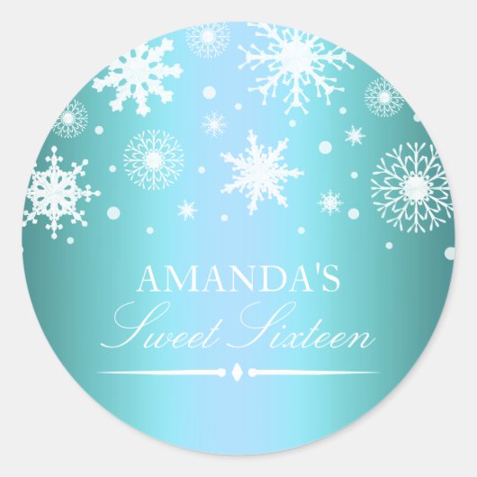 Blauwe Winter Wonderland Sweet 16 Sticker (Voorkant)