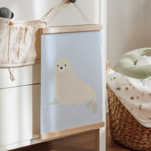 Blauwe Winter   Zee Lion Arctic Animal Nursery Dec Hangend Wandkleed