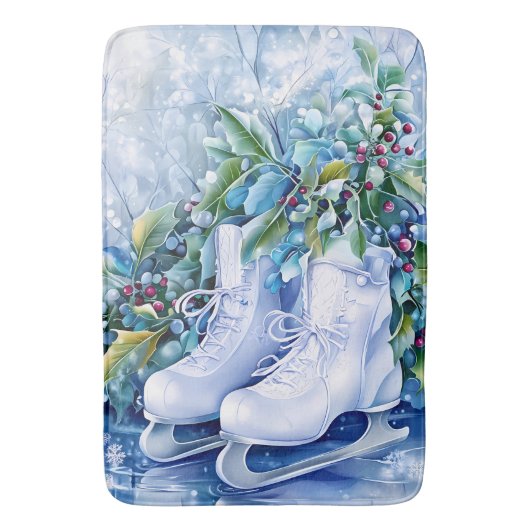 Blauwe winterbadmat badmat (Voorkant Verticaal)