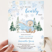 Blauwe Winterbeer Baby Shower Kaart