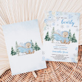 Blauwe Winterbeer Baby Shower Kaart