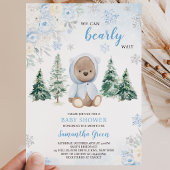 Blauwe Winterbeer Baby Shower Kaart
